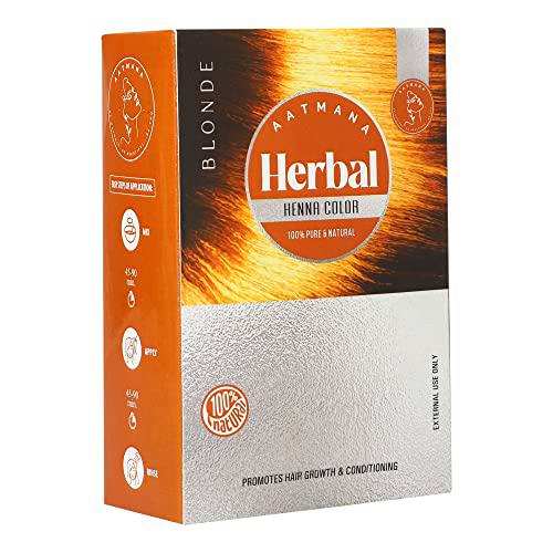 AATMANA Color De Cabello De Henna Rubia, Blonde A Base De Hierbas Con La Bondad De 9 Hierbas | Make Hair Soft &amp; Shiner Color De Cabello Natural Para Hombres Y Mujeres 100g