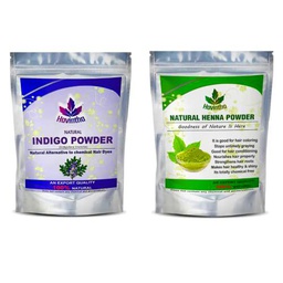 Havintha Natural Indigo Powder and Henna Powder Combo for Black Hair Colour (227g+227g)
