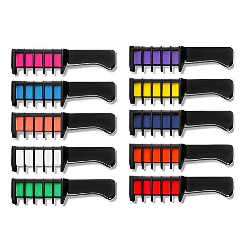 BCBF 10 PCS Colores Tizas Para el Pelo Hair Chalk Peine Tiza de Pelo Temporales de Cabello Lavables Color tizas para el pelo para niños