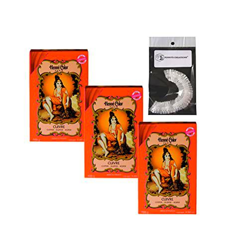 Tinte para el cabello de henne, color cobre, 3 x 100 g
